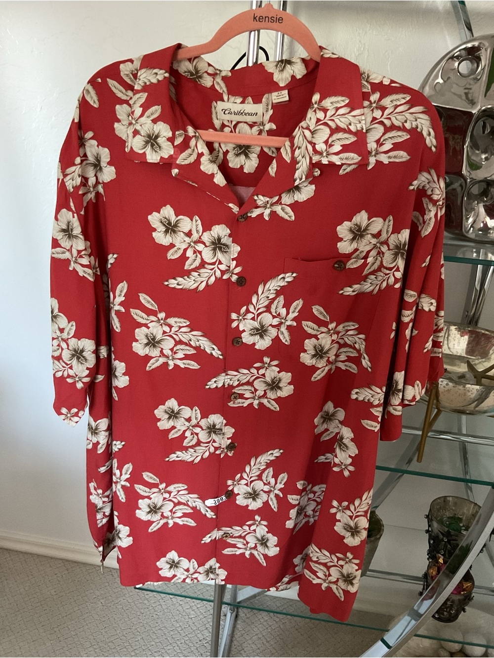 Caribbean Red Floral Short-Sleeve Button-Down Shirt